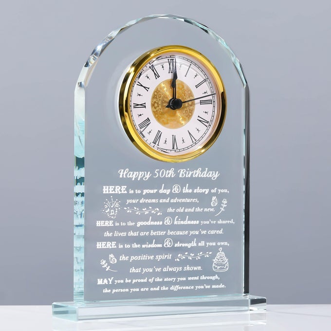 50TH BIRTHDAY GIFTS FOR WOMEN MEN CRYSTAL CLOCK GIFTS PERSONALIZED 1974 50 YEAR OLD BIRTHDAY PRESENT FOR HER HIM HAPPY 50TH BIRTHDAY GIFTS IDEAS FOR MOM DAD UNIQUE