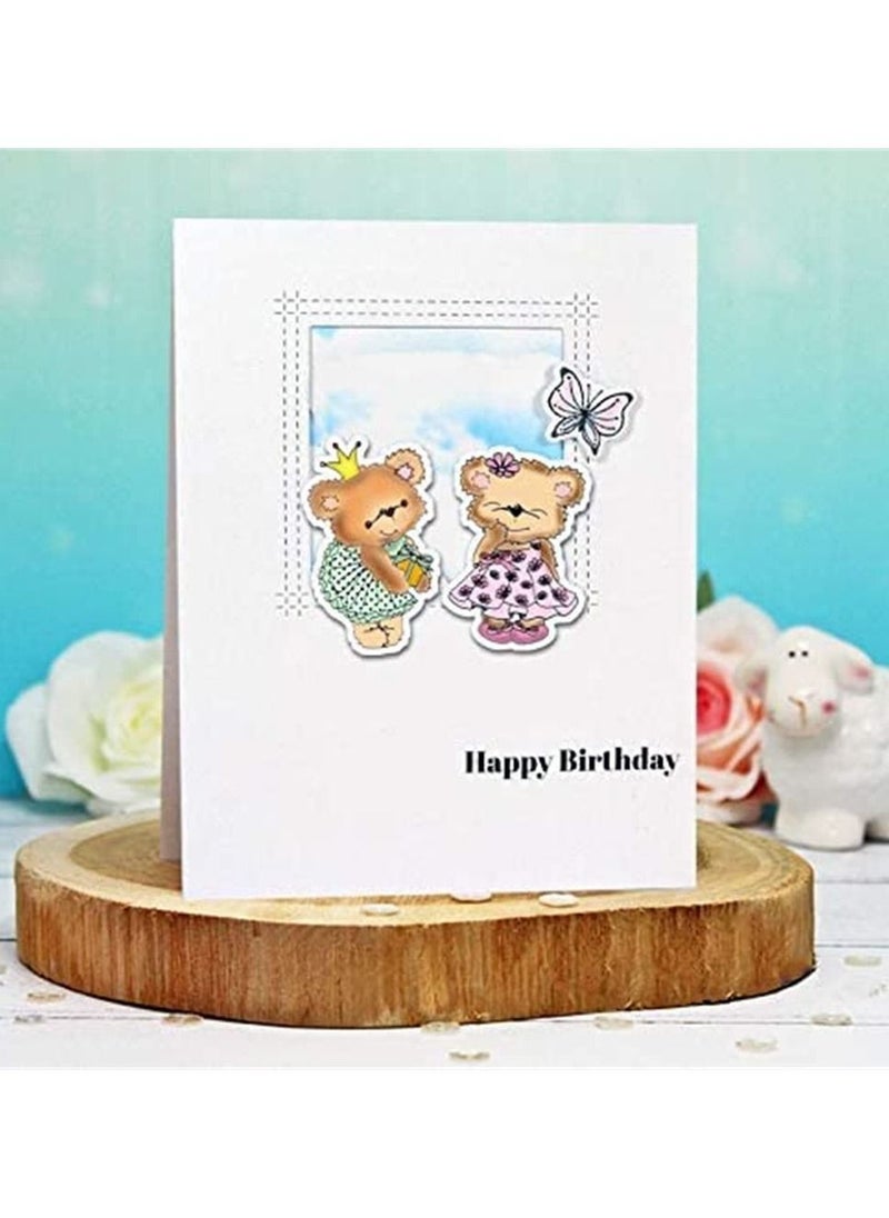 Y&D Transparent Seal, SYOSI 1PC Cute Bear Pattern DIY Stamp Rubber Stamp, Happy Hugs Flower Clear for Card Making Decoration and Scrapbooking 16X20CM  - Image 2