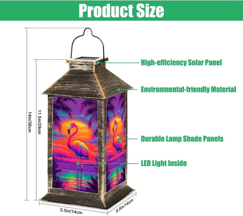 فانوس شمسي فلامنغو غروب شمس أشجار النخيل مصباح خارجي معلق 13.5 بوصة H - Image 3