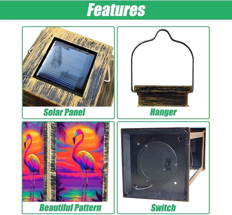 فانوس شمسي فلامنغو غروب شمس أشجار النخيل مصباح خارجي معلق 13.5 بوصة H - Image 4