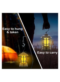 HQ-GAMING Camping Lanterns Rechargeable Portable Electric LED Camping Lights Outdoor Hanging Tent Light Vintage Tabletop Lantern Decor Stepless Dimming Waterproof for Camping Power Outages Indoor (Green)  - Image 3