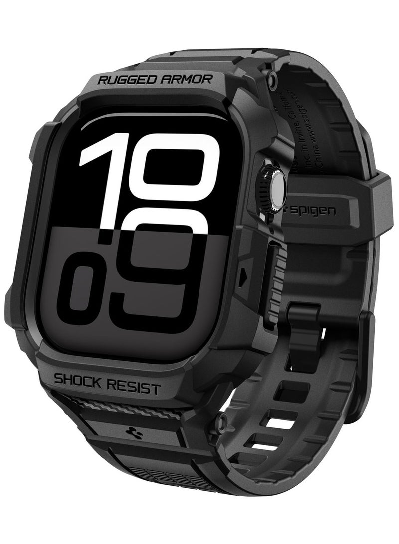 Spigen Rugged Armor Pro 2 for Apple Watch Series 11 / 10 (42mm) Case with Band Strap - Matte Black - Image 1