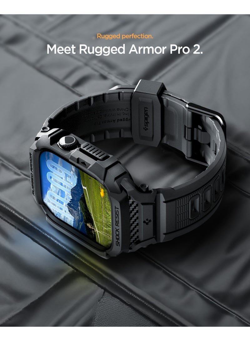 Spigen Rugged Armor Pro 2 for Apple Watch Series 11 / 10 (42mm) Case with Band Strap - Matte Black - Image 3