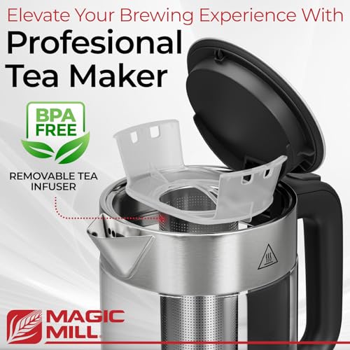 Magic Mill Pro Electric Kettle with tea Infuser and Temperature Control - Keep Warm Function, Rapid Boil, Automatic Safety Shut Off, BPA Free, No Plastic on Water, British Patent Technology,Large 1.7L - Image 4
