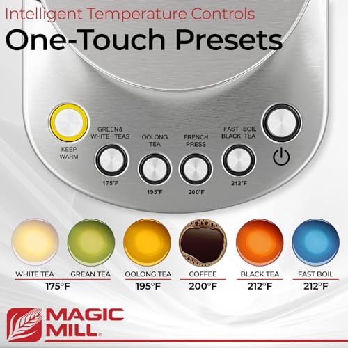 Magic Mill Pro Electric Kettle with tea Infuser and Temperature Control - Keep Warm Function, Rapid Boil, Automatic Safety Shut Off, BPA Free, No Plastic on Water, British Patent Technology,Large 1.7L - Image 5