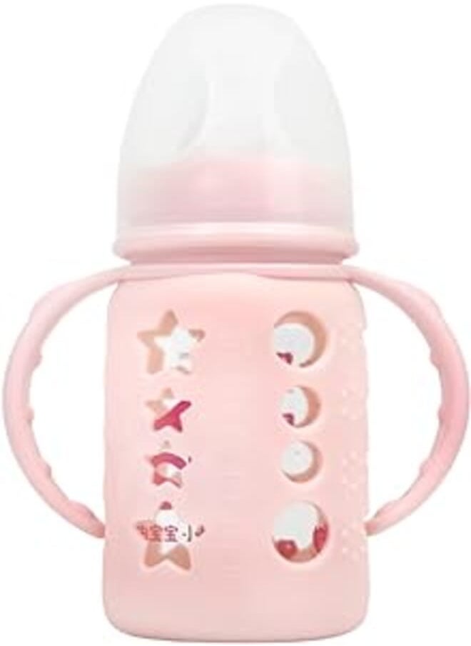 FISH Little Fish Glass Baby Bottle With Handle For Girls-Rose-120ml 