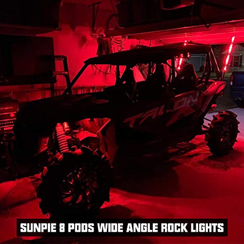 SUNPIE 8 Pods 210 Degrees Wide Angle RGBW Rock Lights Phone App Voice Mode Music Mode Automatic Control Neon Light Kit Wheel Well Lights for Off Road Truck SUV ATV UTV Boat - Image 4