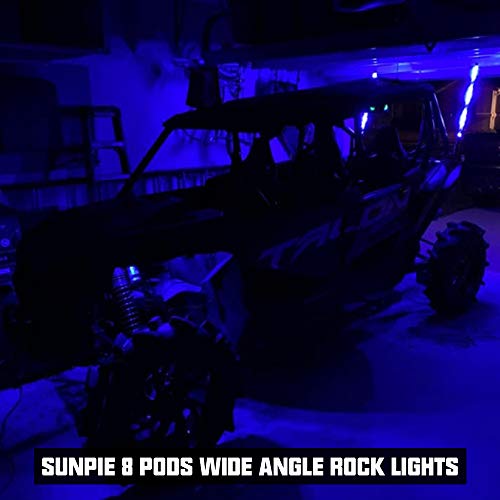 SUNPIE 8 Pods 210 Degrees Wide Angle RGBW Rock Lights Phone App Voice Mode Music Mode Automatic Control Neon Light Kit Wheel Well Lights for Off Road Truck SUV ATV UTV Boat - Image 3