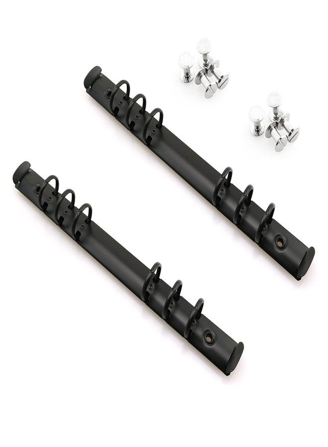 heyous 2pcs A5 Notebook 6-Hole Ring Binder Mechanisms 1.5cm Diameter S Size Black Metal Clip Ring Binder DIY Fill Paper Storage Folder Accessories - Image 1