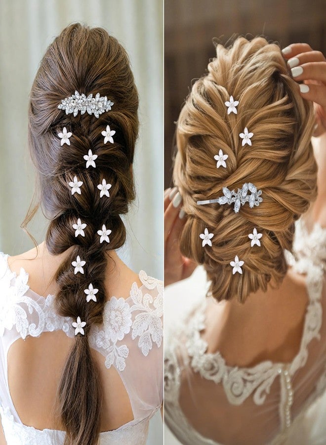 AMCAMI 14pcs Rhinestone hair clips and mini flower clips,Fancy Flower Sliver Hair Accessories For Wedding Bride Bridesmaid Prom - Image 5