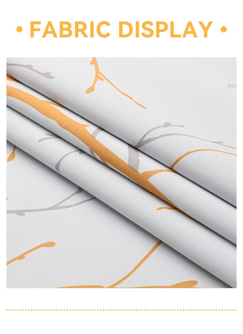 LEOKOR 2 Panels Yellow and Grey Tree Branch Print Window Curtains Thermal Insulated  Darkening Curtains 132*214CM  - Image 2