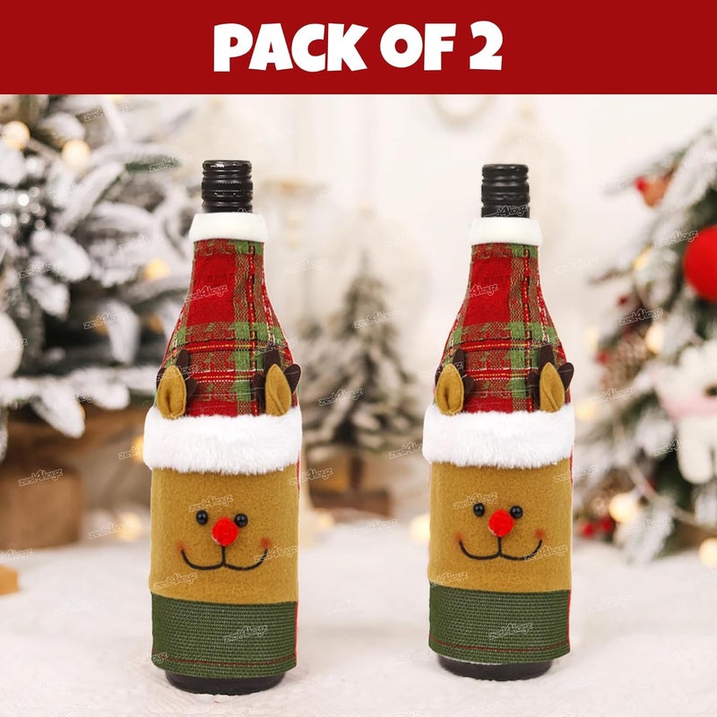 Zest 4 Toyz Zest 4 Toyz Christmas Santa Wine Bottle Cover for Table Decoration Christmas Wine Pouch Xmas Party Props Favors Christmas Decorations Set of 2  - Image 2