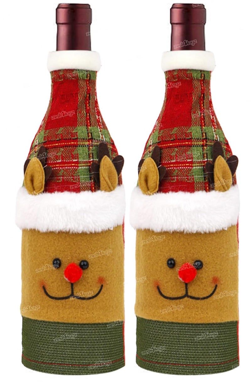 Zest 4 Toyz Zest 4 Toyz Christmas Santa Wine Bottle Cover for Table Decoration Christmas Wine Pouch Xmas Party Props Favors Christmas Decorations Set of 2  - Image 1