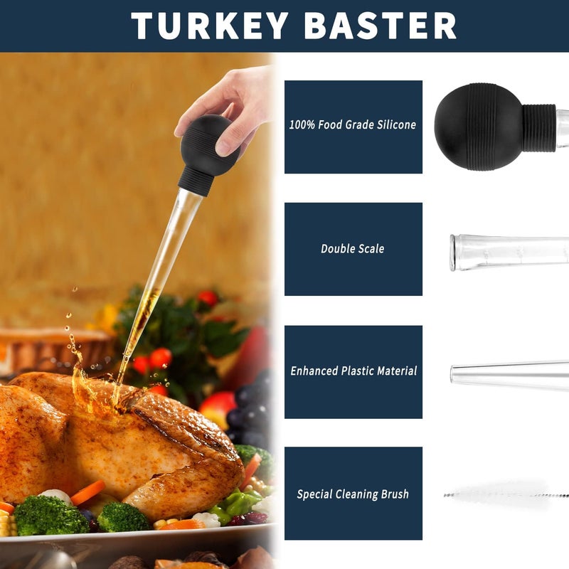 Kendane Turkey Baster With Cleaning Brush, Baster Syringe for Home Baking and Roaster Turkey, Include Detachable Food Grade Bulb with Double Scales for BBQ Grill Baking Kitchen Cooking - Image 3