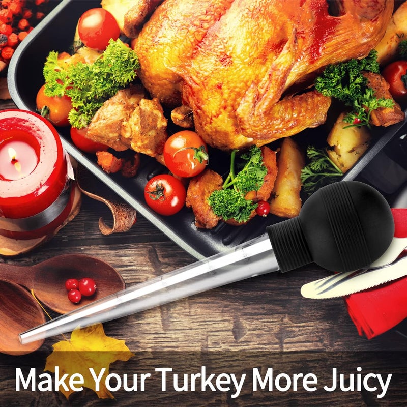 Kendane Turkey Baster With Cleaning Brush, Baster Syringe for Home Baking and Roaster Turkey, Include Detachable Food Grade Bulb with Double Scales for BBQ Grill Baking Kitchen Cooking - Image 2