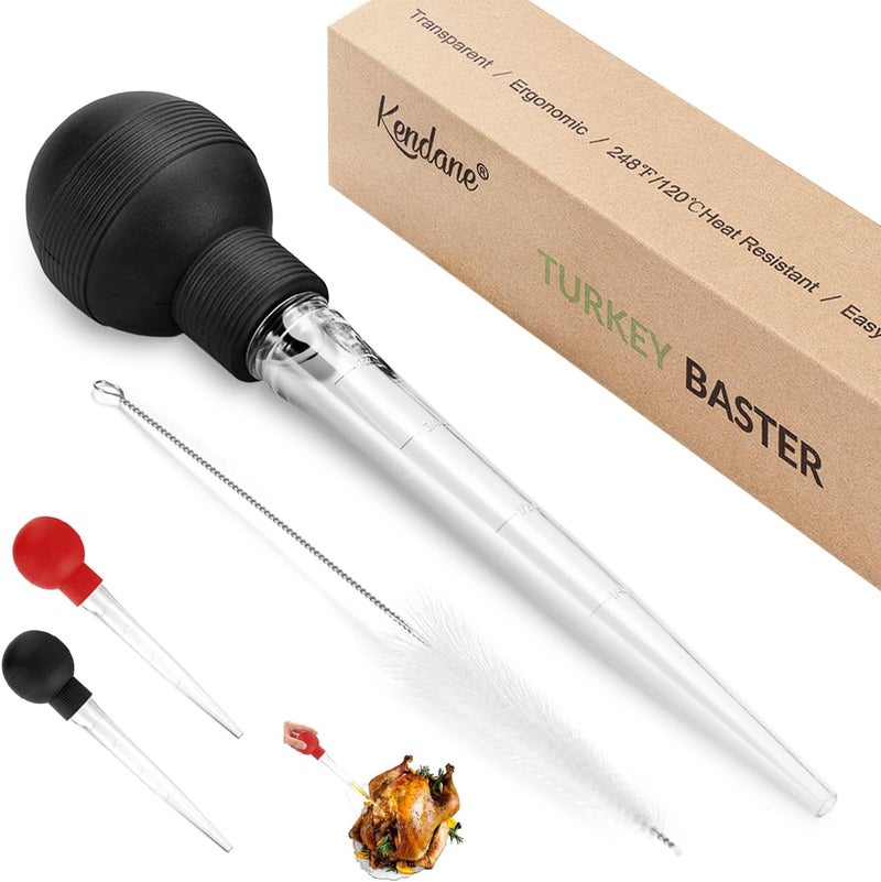 Kendane Turkey Baster With Cleaning Brush, Baster Syringe for Home Baking and Roaster Turkey, Include Detachable Food Grade Bulb with Double Scales for BBQ Grill Baking Kitchen Cooking - Image 1