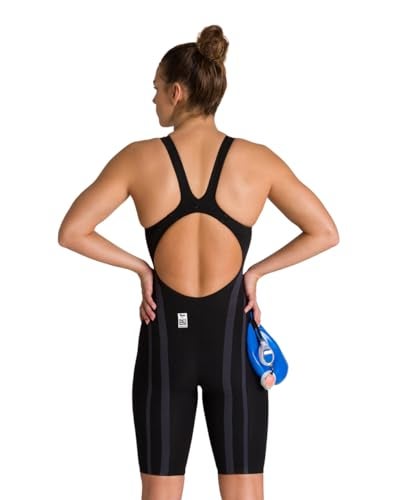 ARENA Women's Powerskin Carbon Core FX Open Back Racing Swimsuit, Full Body Short Leg One Piece Athletic Tech Suit, Black/Gold, US Size 30 - Image 4
