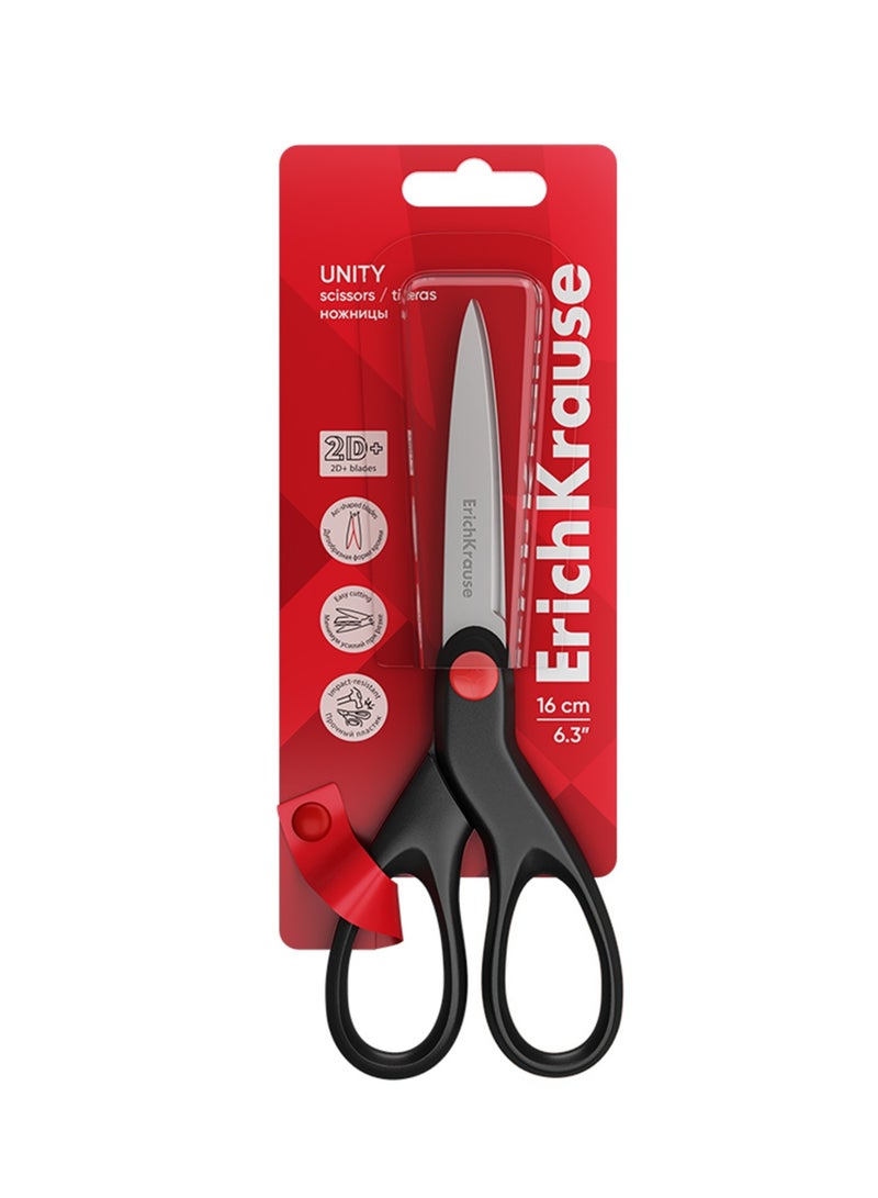 ErichKrause 1-Piece Unity Stainless Steel Scissors 16cm Size With Black Handles - Image 1