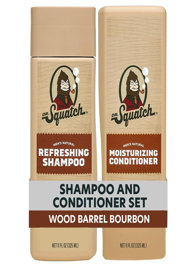 دي آر. سكواتش مجموعة شامبو وبلسم دكتور سكواتش الطبيعية للرجال - شعر صحي وكثيف المظهر - شامبو وبلسم وود باريل بوربون الطبيعي للرجال (11 أونصة سائلة، عبوة من قطعتين) - Image 1