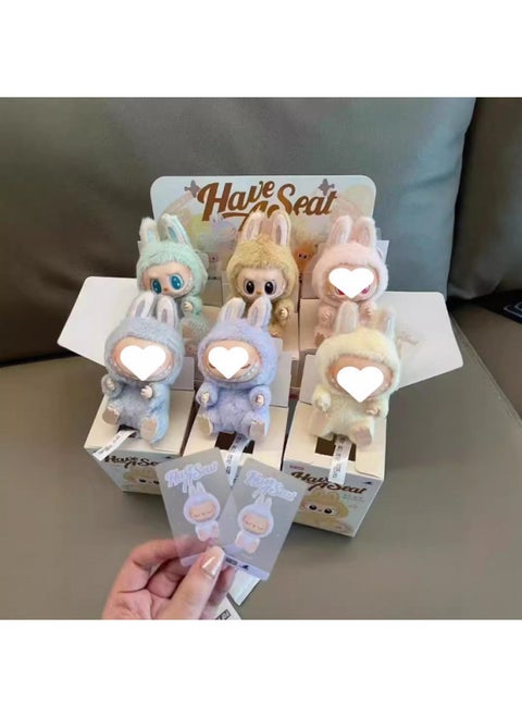 Bubble Pull Cloth Tide Play Blind Box Labubu Plush Toy Vinyl Face Macaron Motherland High Quality-Color:Shy Answer