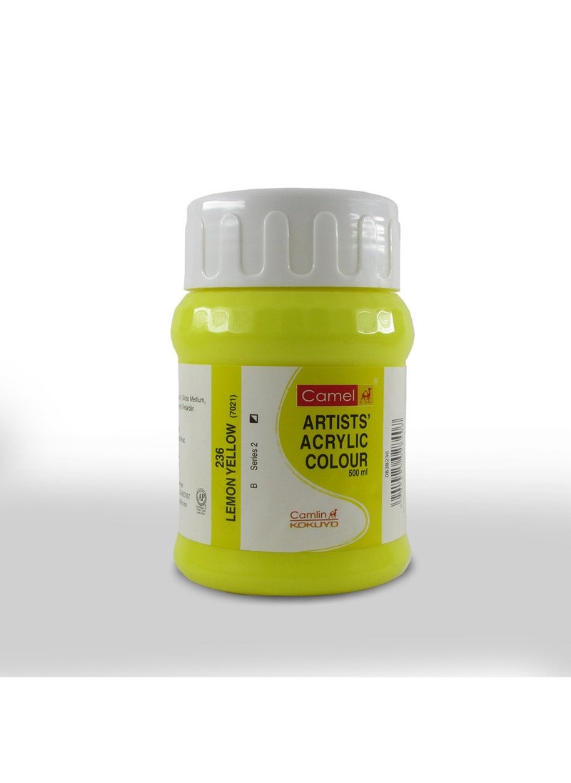 camel Camlin Kokuyo Artist Acrylic Colour 500 ml Series 2 Lemon Yellow 