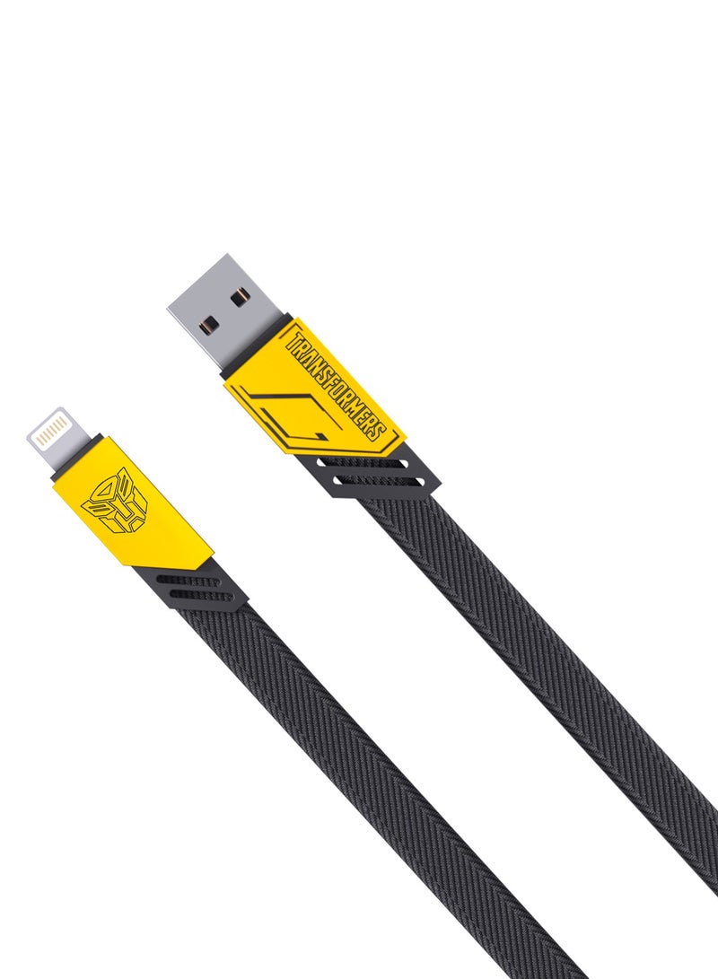 TRANSFORMERS TF-A10 A-Lightning Fast Charging Braided Cable – 27W Power, 1.5m Zinc Alloy, Quick 30-Minute Charging - Yellow - Image 1