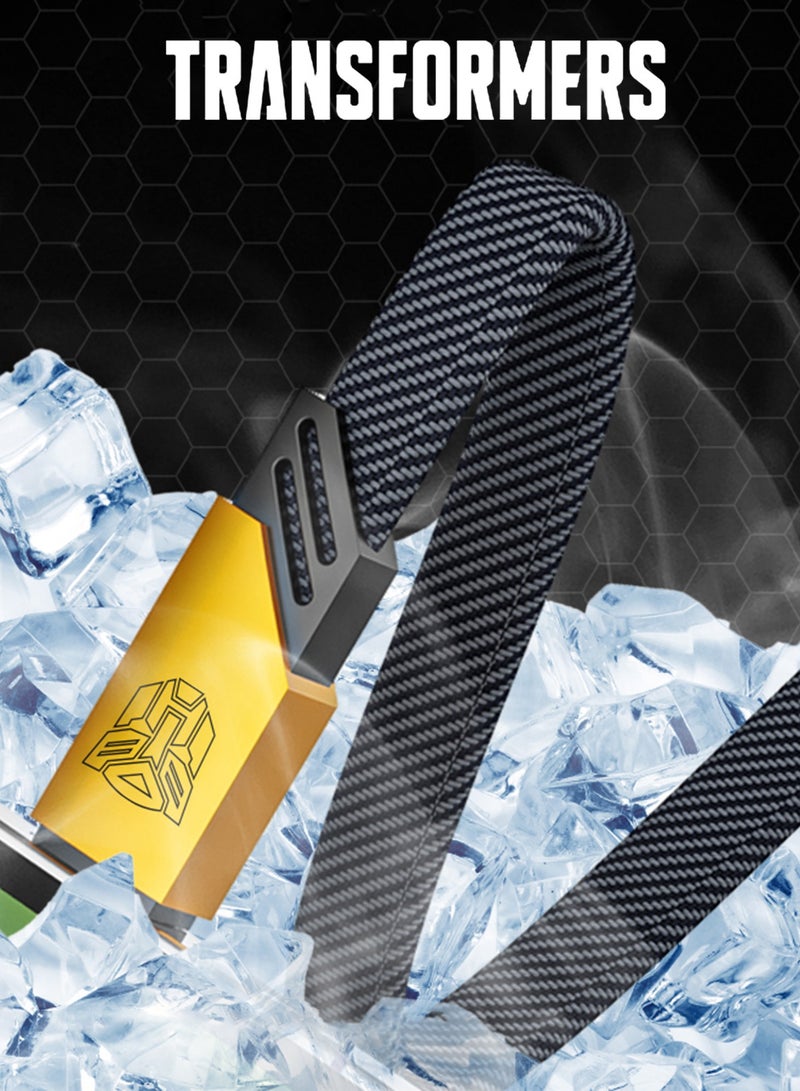 TRANSFORMERS TF-A10 A-Lightning Fast Charging Braided Cable – 27W Power, 1.5m Zinc Alloy, Quick 30-Minute Charging - Yellow - Image 4