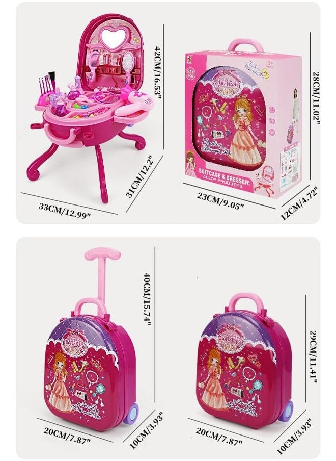 Freeze Play Set Children Dresser Toy Girls Kindergarten Luggage Birthday Gift Toys Children's Play House Simulation Dressing Table Princess Makeup Table Toy Role Playing for Girls  - Image 5