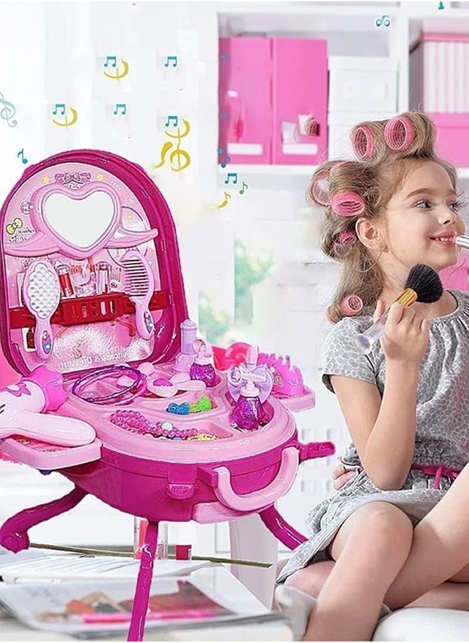 Freeze Play Set Children Dresser Toy Girls Kindergarten Luggage Birthday Gift Toys Children's Play House Simulation Dressing Table Princess Makeup Table Toy Role Playing for Girls  - Image 2