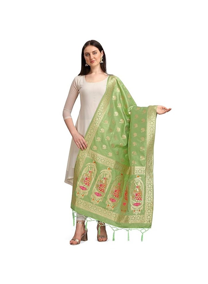 Accessorize Kingdom Women's Banarasi Silk Zari Dupatta/Chunni – 1 Meter Width, 2.5 Meter Length  - Image 1