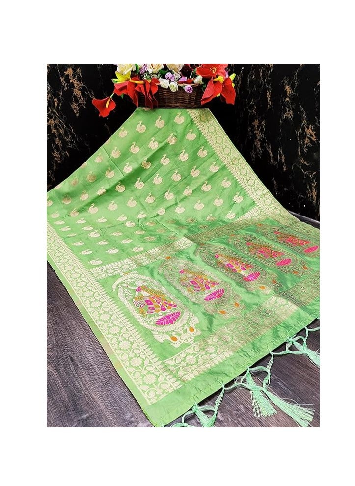 Accessorize Kingdom Women's Banarasi Silk Zari Dupatta/Chunni – 1 Meter Width, 2.5 Meter Length  - Image 2