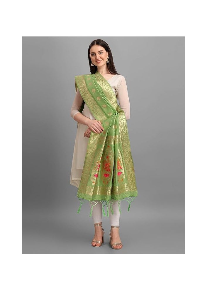 Accessorize Kingdom Women's Banarasi Silk Zari Dupatta/Chunni – 1 Meter Width, 2.5 Meter Length  - Image 3