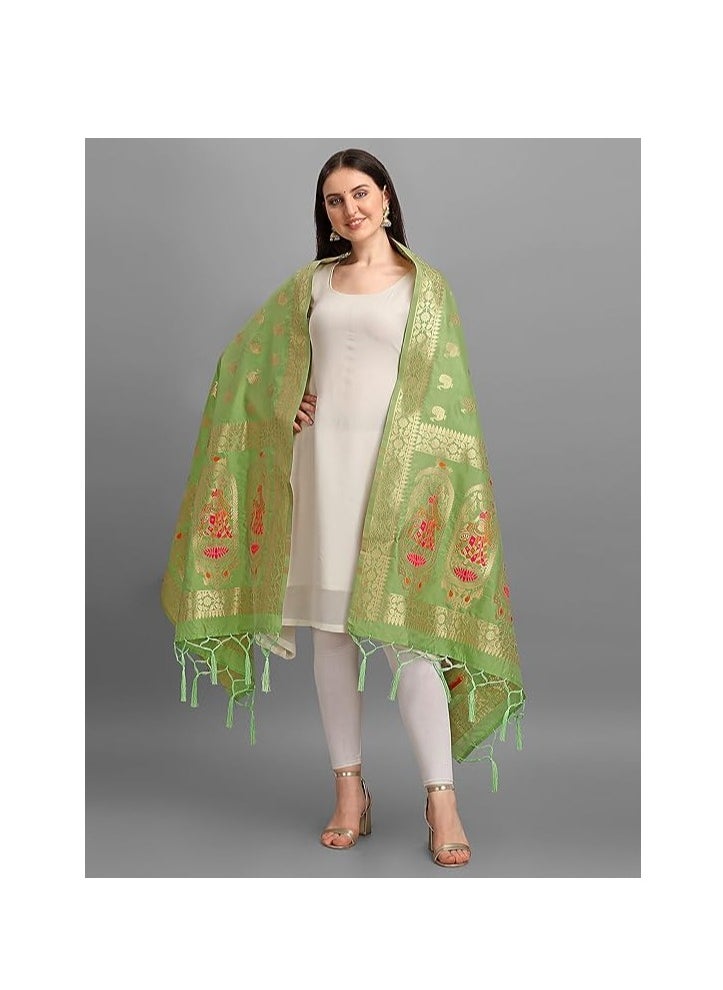 Accessorize Kingdom Women's Banarasi Silk Zari Dupatta/Chunni – 1 Meter Width, 2.5 Meter Length  - Image 4