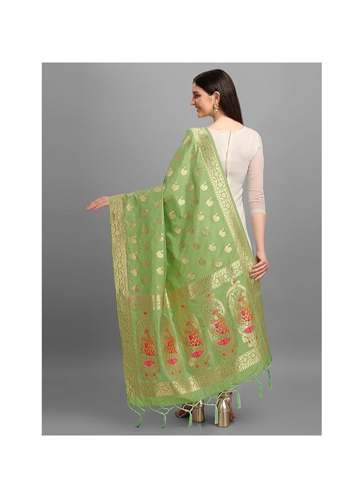 Accessorize Kingdom Women's Banarasi Silk Zari Dupatta/Chunni – 1 Meter Width, 2.5 Meter Length  - Image 5