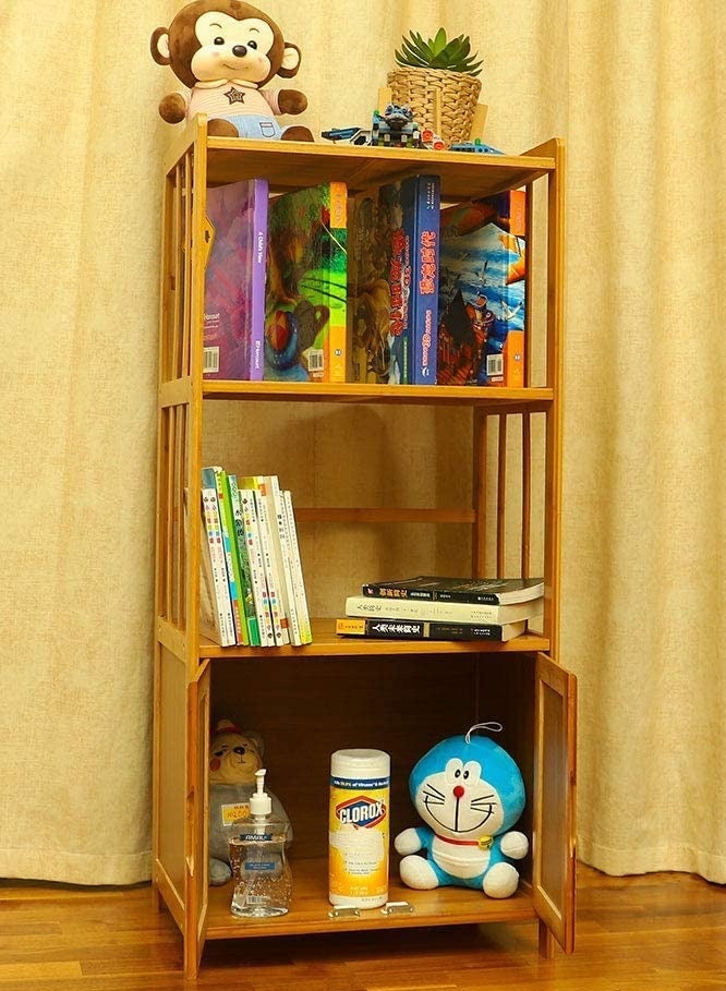 FFD Bamboo Cabinet Stylish Bathroom and Kitchen Storage Organizer with Doors  - Image 1