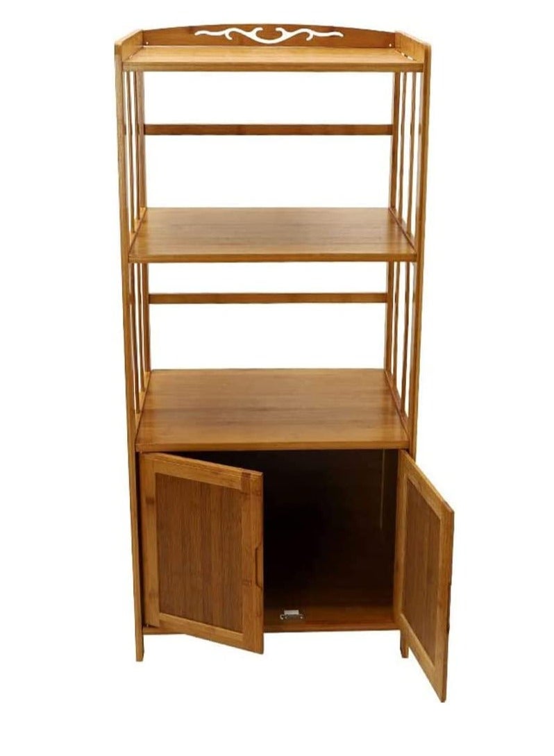 FFD Bamboo Cabinet Stylish Bathroom and Kitchen Storage Organizer with Doors  - Image 4