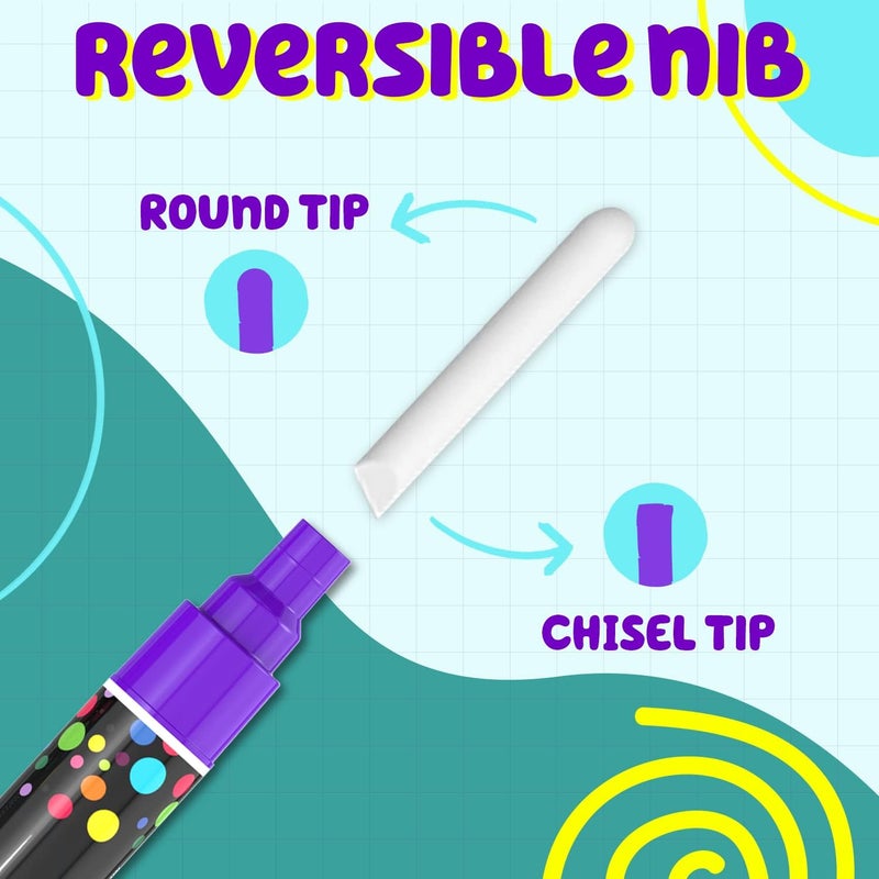 Chalkola Safe material Chalk Pens for Blackboard, Washable, 10 Chalk Pens, Neon 6 mm Reversible Tip, Chalk Pen for Windows, Blackboard, Whiteboard & as Glass Pen, Chalk Markers for Adults and Children Versatile application - Image 3