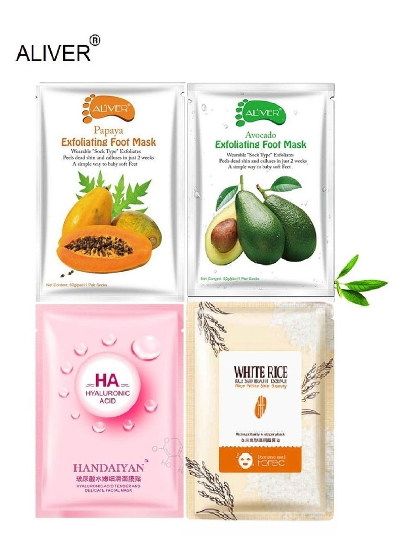 ALIVER Set Of 4 kinds of Foot and face Masks - Image 1