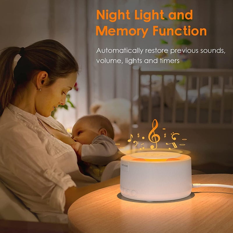 Luckam Sleep Sound Machine, White Noise Machine with 30 Natural Soothing Sounds, 30 Level Volume Light 3 Timer Memory Function, Noise Machine Powered by AC or USB, for Adults, Baby and Kids - Image 3