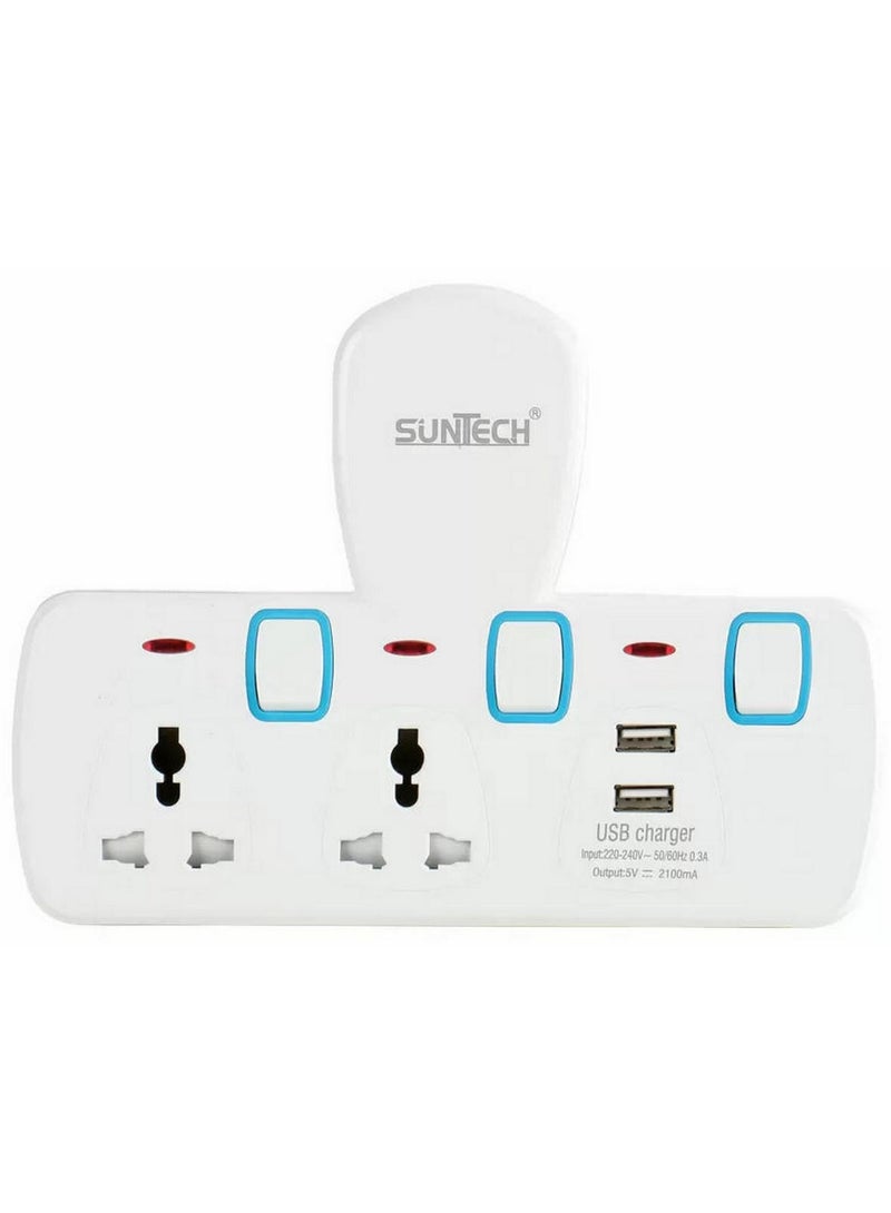صن تك مقبس عالمي ثنائي الاتجاه مع محول توصيل مباشر بمنفذي USB بقوة 3250 وات - Image 4
