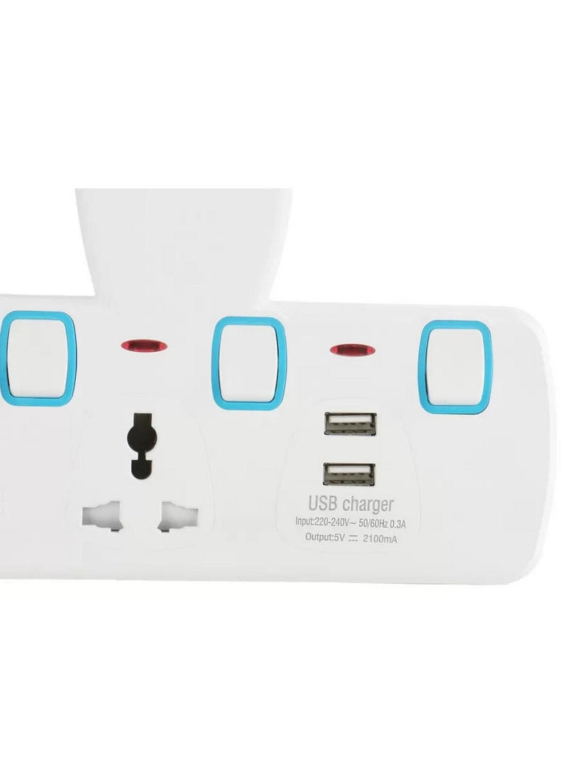 صن تك مقبس عالمي ثنائي الاتجاه مع محول توصيل مباشر بمنفذي USB بقوة 3250 وات - Image 2