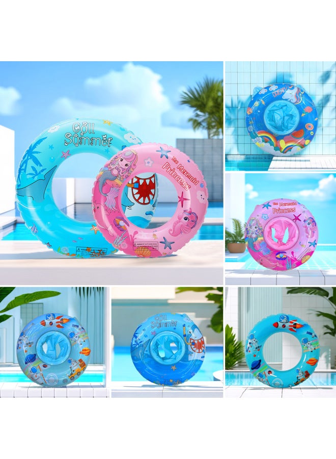 Generic Cartoon Printed Children's Swimming Ring Thickened Outdoor Water Inflatable Toy Baby Underarm Ring Floating Ring-Outer Diameter After Inflation:70-Inner Diameter After Inflation:Spaceman Pants Pocke - Image 4