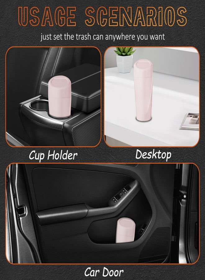 xiaoniu Car Trash Can with Lid, Leakproof Garbage Can with 40 Attached Trash Bags, Mini Essential Car Accessories for Interior for Car,SUV, Home, Office (Sakura Pink) - Image 3
