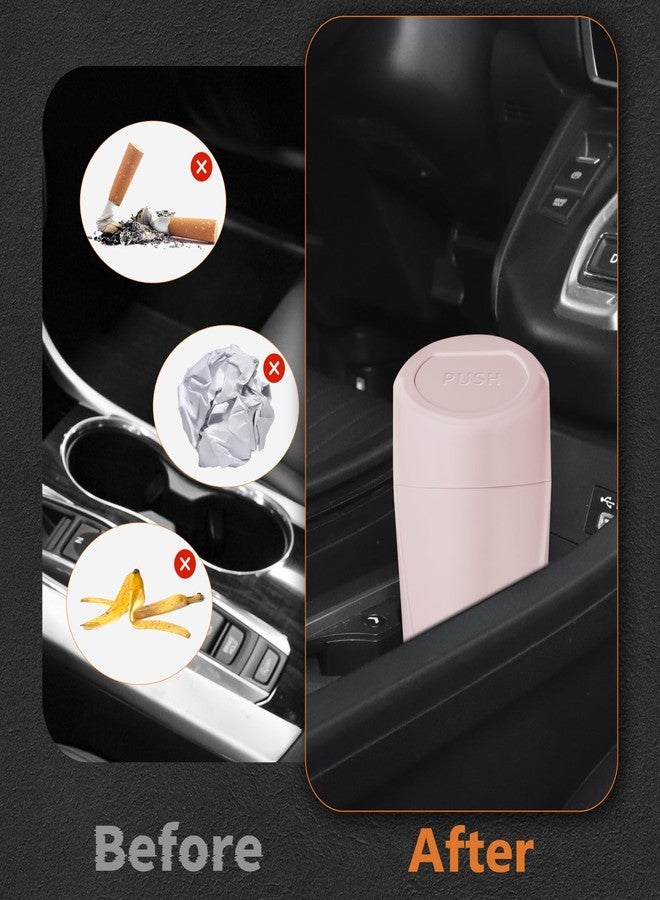 xiaoniu Car Trash Can with Lid, Leakproof Garbage Can with 40 Attached Trash Bags, Mini Essential Car Accessories for Interior for Car,SUV, Home, Office (Sakura Pink) - Image 5