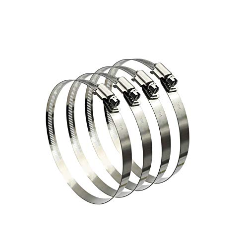 EesTeck 5" Adjustable 304 Stainless Steel Duct Clamps Hose Clamp Pipe Clamp Air Ducting Clamp worm drive hose clamps (4Pcs, 118mm-140mm) - Image 1