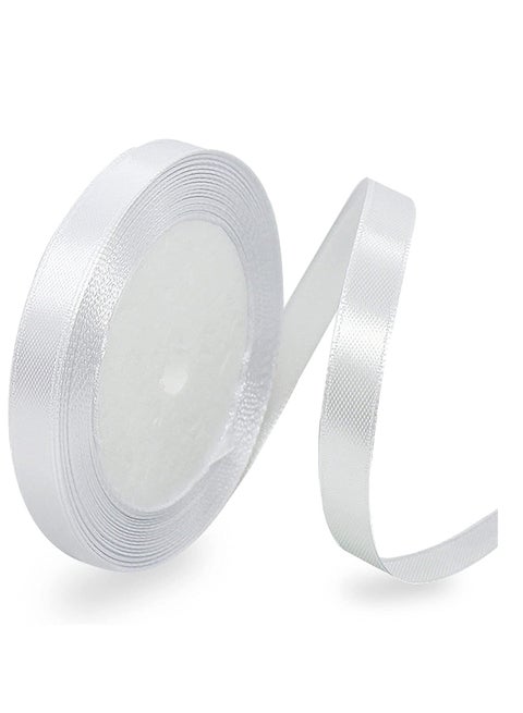 White Satin Ribbon, 12mm x 25yd Fabric Polyester Ribbon for Gift Wrapping, Party Favors, Wedding Decorations, Bow Making, Bouquets, Sewing Projects & Craft Supplies