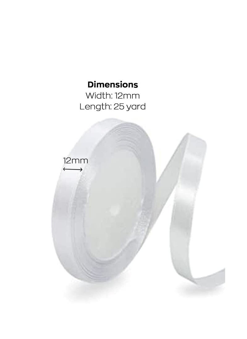 MARKQ White Satin Ribbon, 12mm x 25yd Fabric Polyester Ribbon for Gift Wrapping, Party Favors, Wedding Decorations, Bow Making, Bouquets, Sewing Projects & Craft Supplies  - Image 2