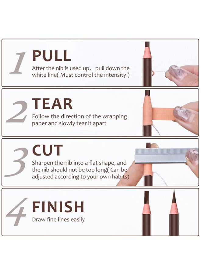 Pinkiou 5pcs Microblading Pencil Waterproof Eyebrow Peel-off Pencil Pull Cord Microblading Supplies Brow Lamination Pencil Set For Marking Filling Outlining Eye Brow Liners In 5 Colors - Image 4