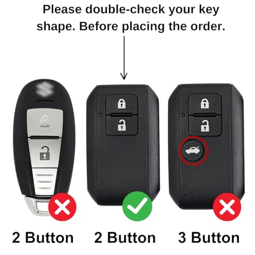 KEYCEPT Tristar Key Cover for Suzuki Swift, Dzire, Ertiga, Grand Vitara, Brezza, Fronx, Jimny, Ignis, Urban Cruiser, Rumion, Hyryder, E-Vitara 2 Button Smart Keywith Keychain. (Type 2, Black) - Image 2