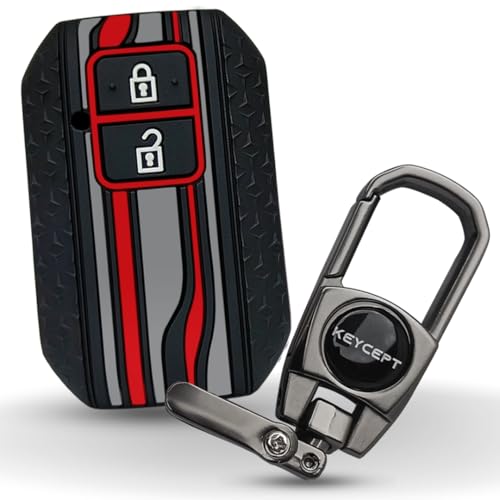 KEYCEPT Tristar Key Cover for Suzuki Swift, Dzire, Ertiga, Grand Vitara, Brezza, Fronx, Jimny, Ignis, Urban Cruiser, Rumion, Hyryder, E-Vitara 2 Button Smart Keywith Keychain. (Type 2, Black) - Image 1
